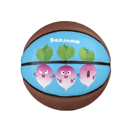 Cartoon voor het triozingend cute turnip basketbal (Voorkant)