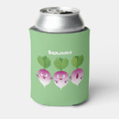 Cartoon voor het triozingend cute turnip blikjeskoeler (Blikje Achterkant)