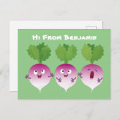 Cartoon voor het triozingend cute turnip briefkaart (Voorkant / Achterkant)