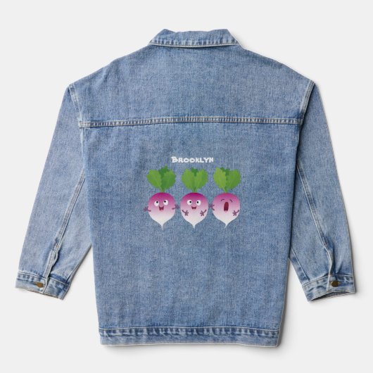 Cartoon voor het triozingend cute turnip denim jacket (Achterkant)