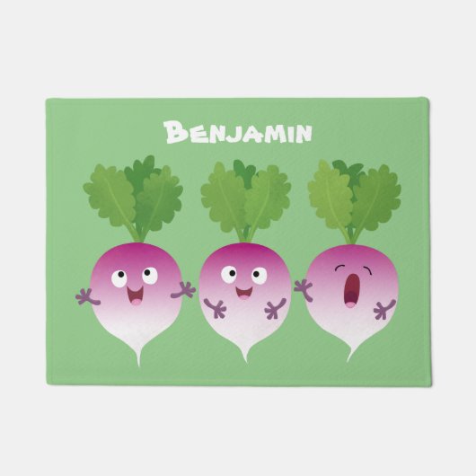 Cartoon voor het triozingend cute turnip deurmat (Voorkant)