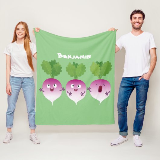 Cartoon voor het triozingend cute turnip fleece deken (In situ)