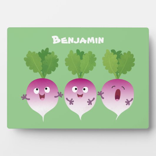 Cartoon voor het triozingend cute turnip fotoplaat (voorkant)