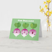 Cartoon voor het triozingend cute turnip kaart (Gele Bloem)