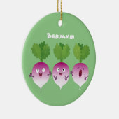 Cartoon voor het triozingend cute turnip keramisch ornament (Rechts)