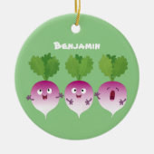 Cartoon voor het triozingend cute turnip keramisch ornament (Voorkant)