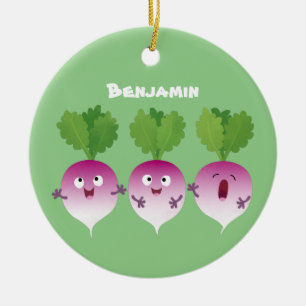 Cartoon voor het triozingend cute turnip keramisch ornament