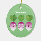 Cartoon voor het triozingend cute turnip keramisch ornament (Links)