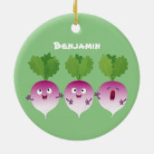 Cartoon voor het triozingend cute turnip keramisch ornament (Achterkant)