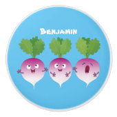 Cartoon voor het triozingend cute turnip keramische knop (Voorkant)