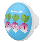 Cartoon voor het triozingend cute turnip keramische knop (Rechts)