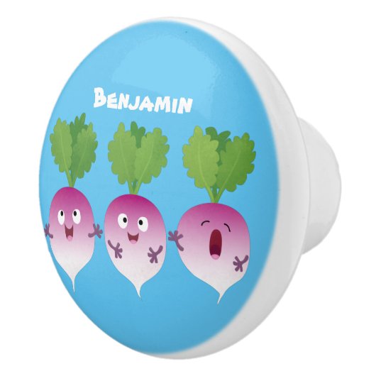 Cartoon voor het triozingend cute turnip keramische knop (Rechts)