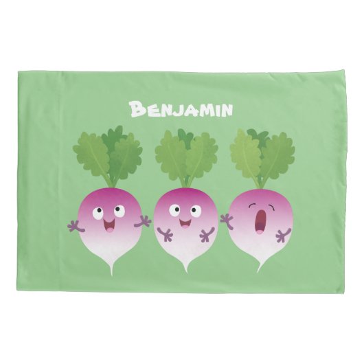 Cartoon voor het triozingend cute turnip kussensloop (Achterkant)