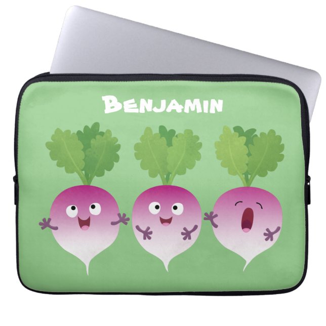 Cartoon voor het triozingend cute turnip laptop sleeve (Voorkant)