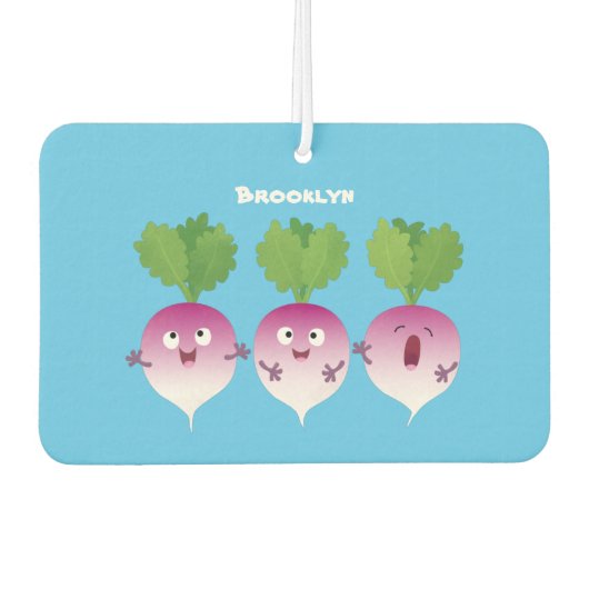 Cartoon voor het triozingend cute turnip luchtverfrisser (Voorkant)