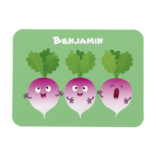 Cartoon voor het triozingend cute turnip magneet (Horizontaal)