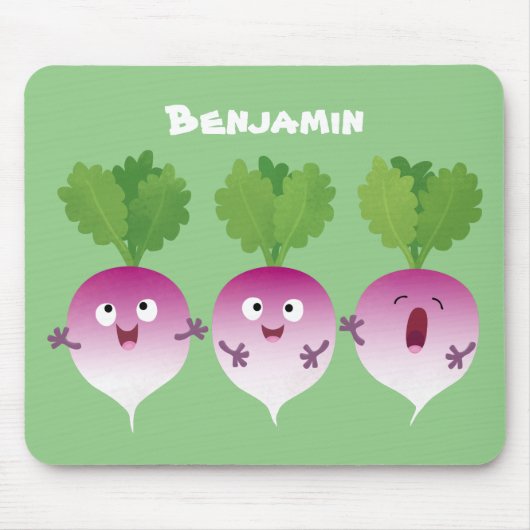 Cartoon voor het triozingend cute turnip muismat (Voorkant)