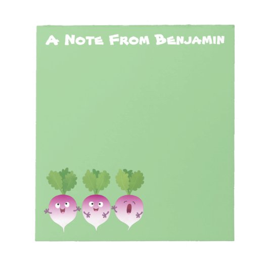 Cartoon voor het triozingend cute turnip notitieblok (Voorkant)