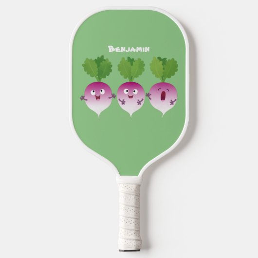 Cartoon voor het triozingend cute turnip pickleball paddle (Voorkant)
