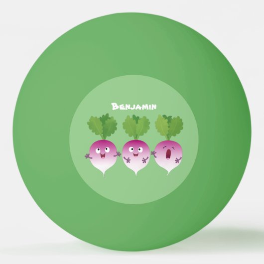 Cartoon voor het triozingend cute turnip pingpongbal (Achterkant)