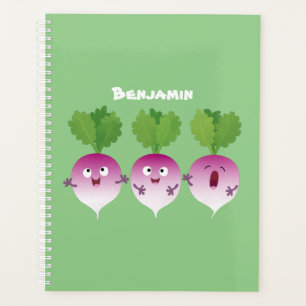 Cartoon voor het triozingend cute turnip planner
