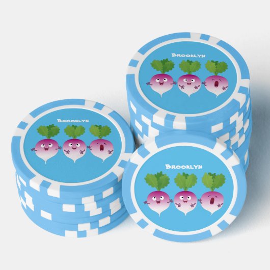 Cartoon voor het triozingend cute turnip poker chips (Opstapeling)