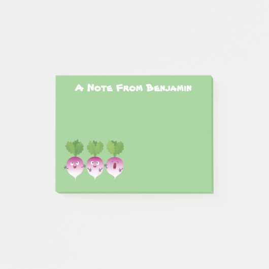 Cartoon voor het triozingend cute turnip post-it® notes (Voorkant)