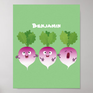 Cartoon voor het triozingend cute turnip poster