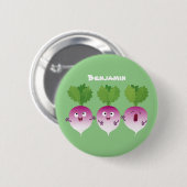 Cartoon voor het triozingend cute turnip ronde button 5,7 cm (Voorkant /achterkant)