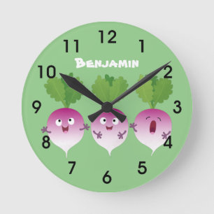 Cartoon voor het triozingend cute turnip ronde klok