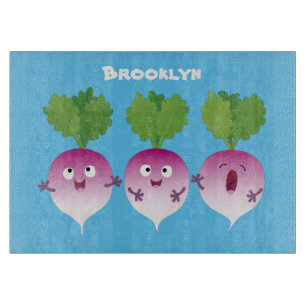 Cartoon voor het triozingend cute turnip snijplank