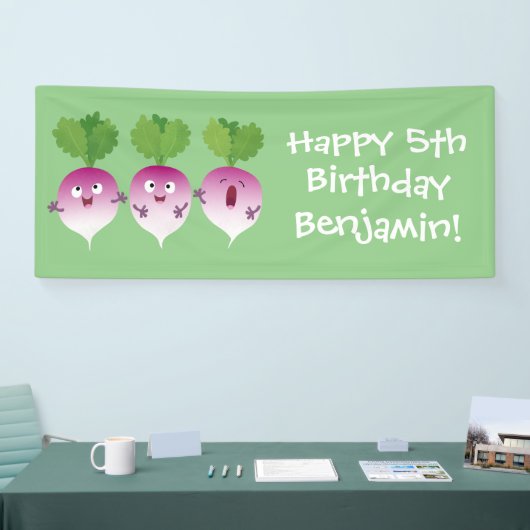 Cartoon voor het triozingend cute turnip spandoek (Beurs)