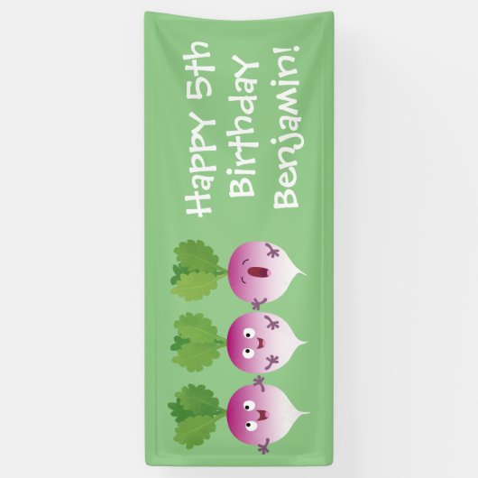 Cartoon voor het triozingend cute turnip spandoek (Verticaal)