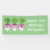 Cartoon voor het triozingend cute turnip spandoek (Horizontaal)