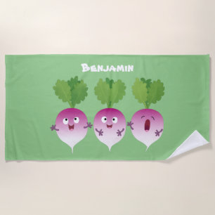 Cartoon voor het triozingend cute turnip strandlaken
