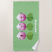 Cartoon voor het triozingend cute turnip strandlaken (Voorkant)