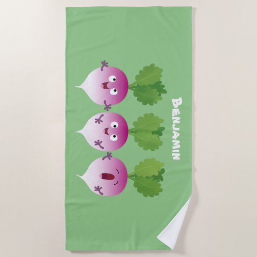 Cartoon voor het triozingend cute turnip strandlaken (Voorkant)