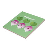 Cartoon voor het triozingend cute turnip tegeltje (Zijkant)