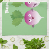 Cartoon voor het triozingend cute turnip theedoek (Gevouwen)