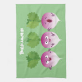 Cartoon voor het triozingend cute turnip theedoek (Verticaal)