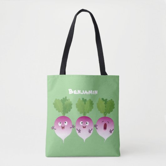 Cartoon voor het triozingend cute turnip tote bag (Voorkant)
