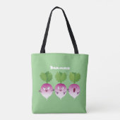 Cartoon voor het triozingend cute turnip tote bag (Achterkant)