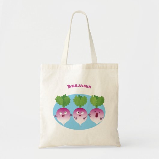 Cartoon voor het triozingend cute turnip tote bag (Voorkant)