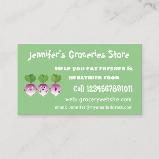 Cartoon voor het triozingend cute turnip visitekaartje (Voorkant)