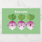 Cartoon voor het triozingend cute turnip voedselcontainer etiket (Enkel label)