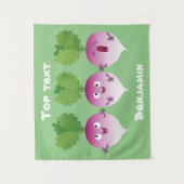 Cartoon voor het triozingend cute turnip wandkleed (Voorkant)
