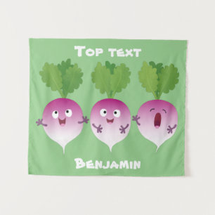 Cartoon voor het triozingend cute turnip wandkleed
