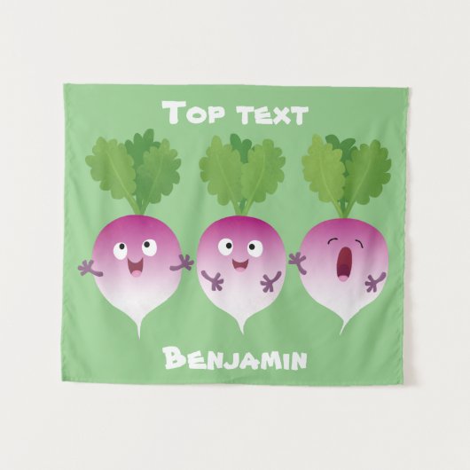 Cartoon voor het triozingend cute turnip wandkleed (Voorkant (horizontaal))