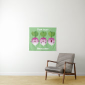 Cartoon voor het triozingend cute turnip wandkleed (In Situ (horizontaal))