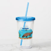 Cartoon voor het zwemmen van cute platypus acryl drinkbeker (Achterkant)